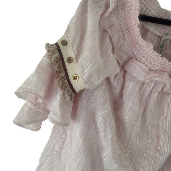 Monoreno Women's Size Small Pink Off Shoulder Bell Sleeves Peasant Blouse - Picture 4 of 10